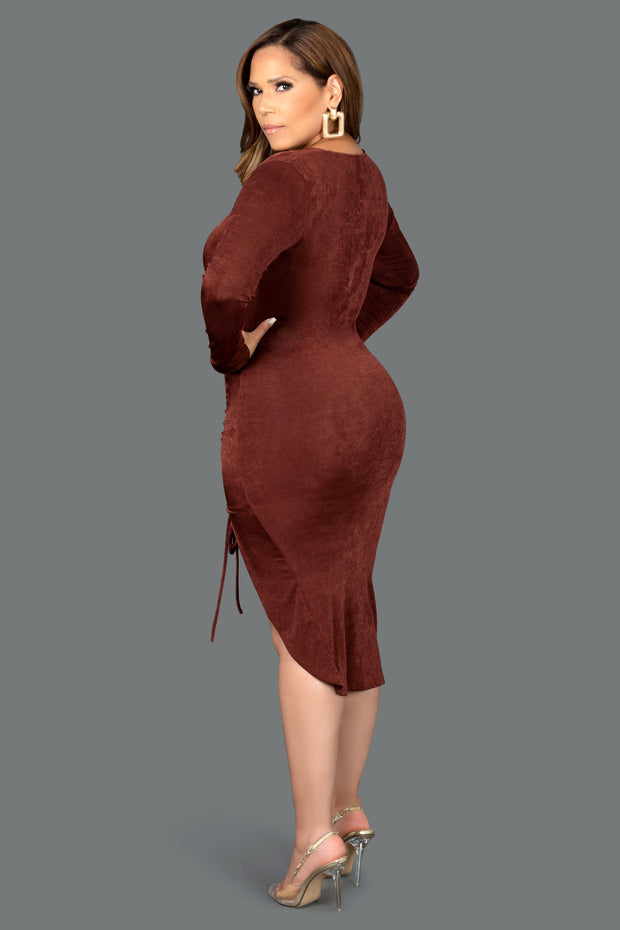 Bella V-Neck Ruched Bodycon Dress - MY SEXY STYLES