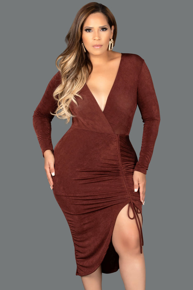 Bella V-Neck Ruched Bodycon Dress - MY SEXY STYLES