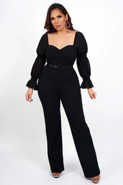 Belle Long Sleeves Belted Jumpsuit - MY SEXY STYLES
