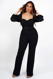 Belle Long Sleeves Belted Jumpsuit - MY SEXY STYLES
