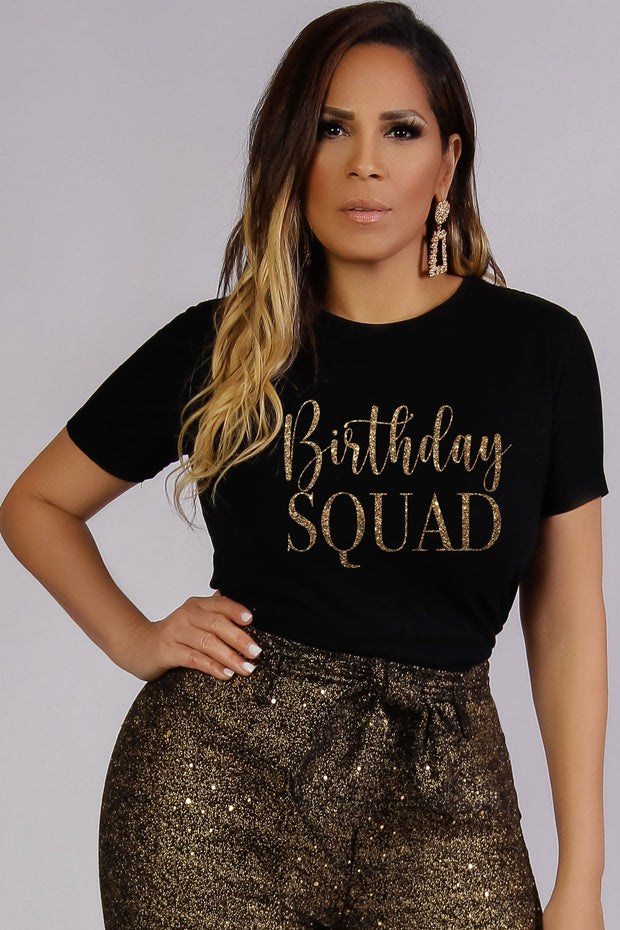 Birthday Squad Glitter Fashion Tee Shirt - MY SEXY STYLES