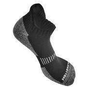 Performance Ankle Sock black with arch support and grey padding in heel and toe right side angle