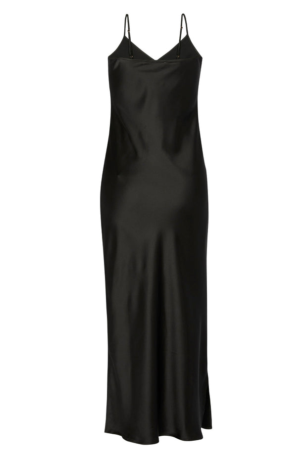 Black Satin Camile Slip Dress