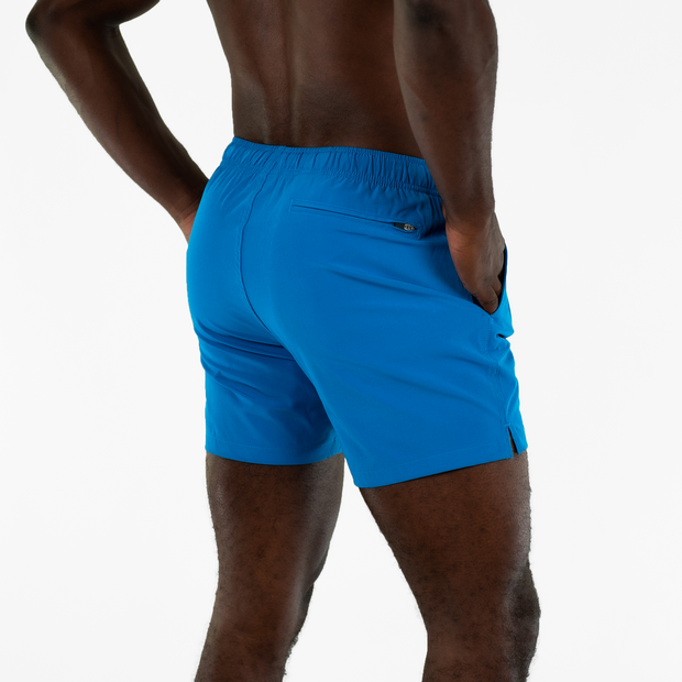 Stretch Swim 5.5" in bright azure Blue back on model