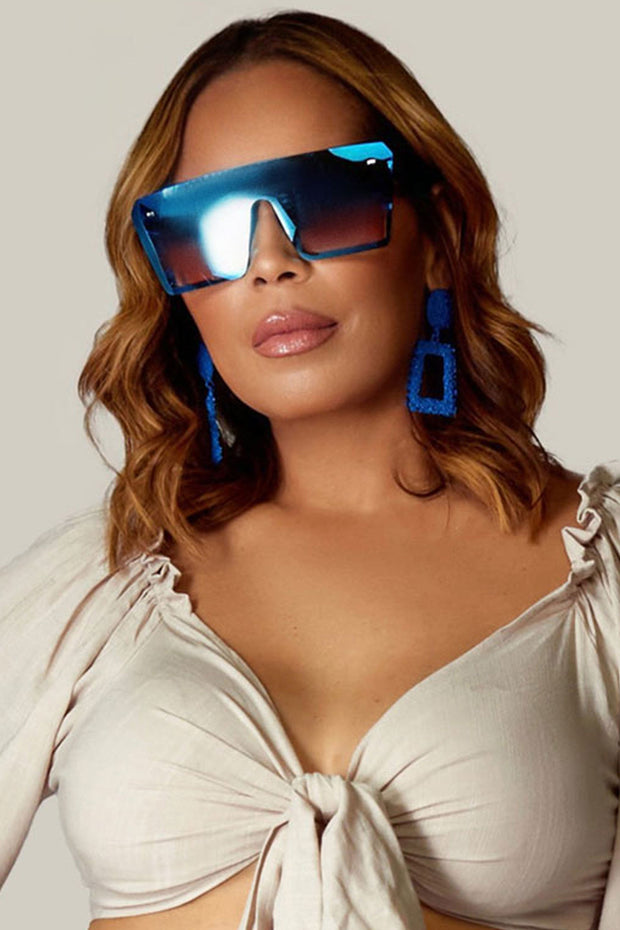 Blue Mirrored Squared Sunglasses - MY SEXY STYLES