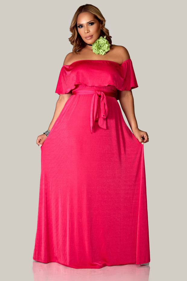 Brylee Off The Shoulders Frill Maxi Dress