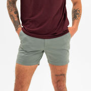 Stretch Chino Short 5.5" in Grey front on model