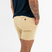 Stretch Chino Short 5.5" in Sand Dune back on model