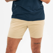 Stretch Chino Short 7" in Sand Dune front on model