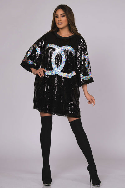 Chloe Relaxed Sequin Mini Dress - MY SEXY STYLES