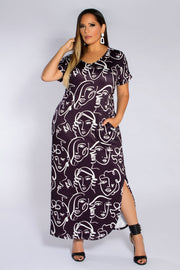 Denisse Face Print Maxi Dress - MY SEXY STYLES