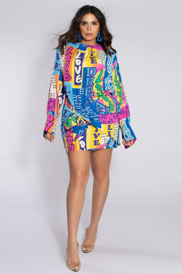 Dream Love Print Mini Dress - MY SEXY STYLES