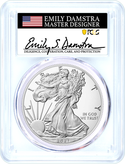 2021 (S) $1 Silver Eagle Type 2 PCGS MS70 FDOI Emergency Issue Emily Damstra