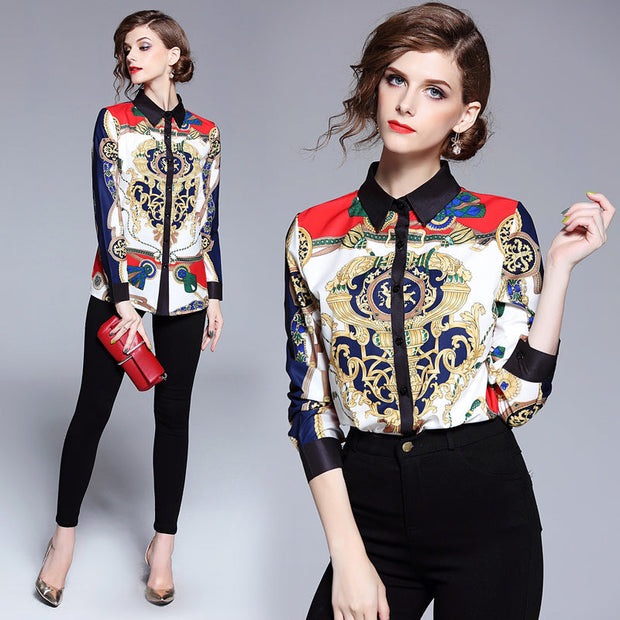 Fabrizzio Sophisticated Multicolor Print Long Sleeves Shirt - MY SEXY STYLES