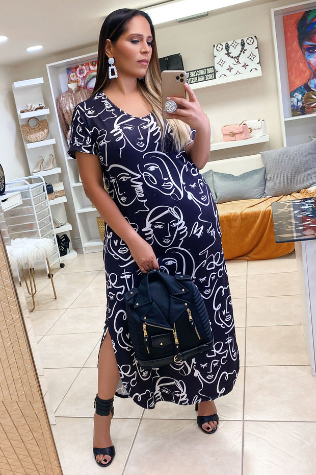 Denisse Face Print Maxi Dress - MY SEXY STYLES