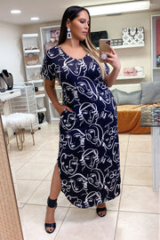 Denisse Face Print Maxi Dress - MY SEXY STYLES