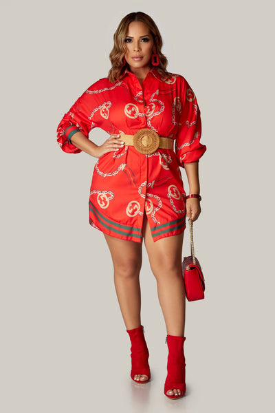 Glory Button Down Print Mini Shirt Dress - MY SEXY STYLES