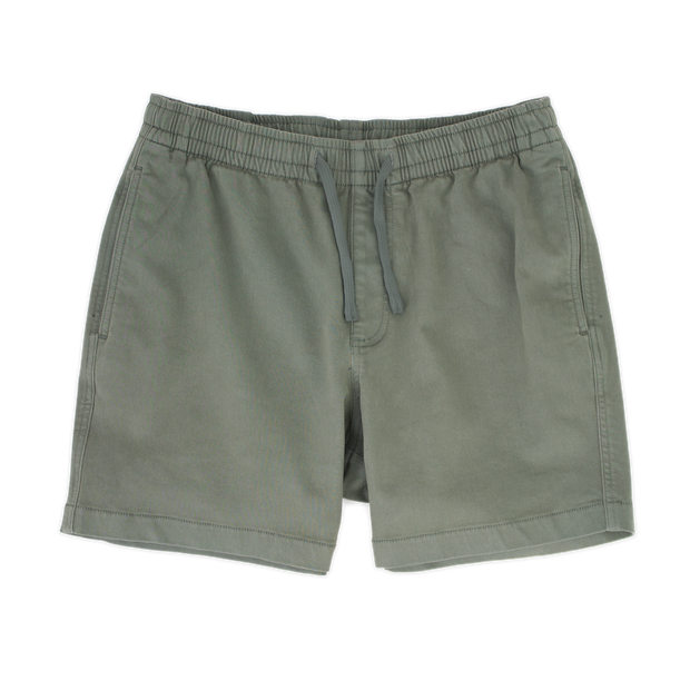 Alto Short 5.5" inseam in Grey front with elastic waistband, fabric drawstring, faux fly, and two front side seam pockets
