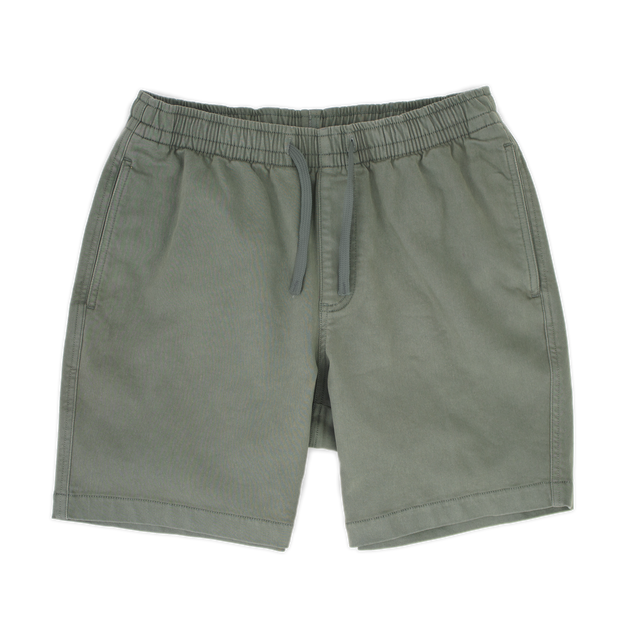 Alto Short 7" inseam in Grey front with elastic waistband, fabric drawstring, faux fly, and two front side seam pockets