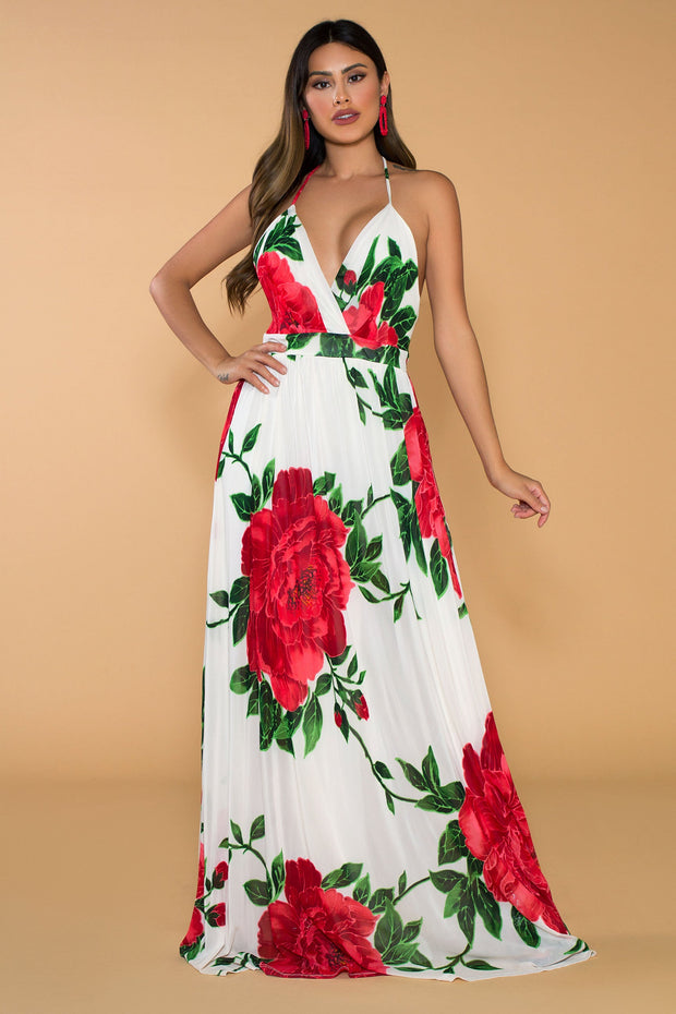 Gwendolyn Rose Print Maxi Dress - MY SEXY STYLES