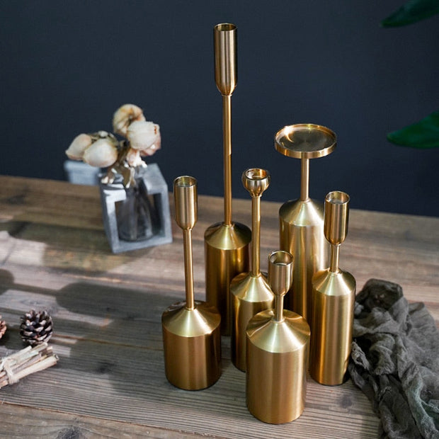Golden Elegance: Candle Holder Set
