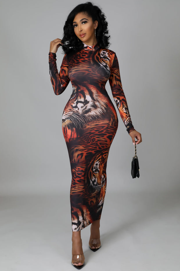 Vanessa Tiger Print Bodycon Dress - MY SEXY STYLES