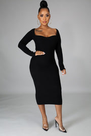 Date Night Ribbed Body-Con Midi Dress - MY SEXY STYLES