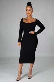 Date Night Ribbed Body-Con Midi Dress - MY SEXY STYLES