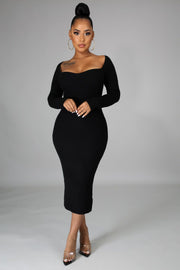 Date Night Ribbed Body-Con Midi Dress - MY SEXY STYLES