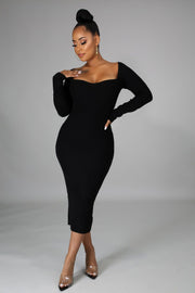 Date Night Ribbed Body-Con Midi Dress - MY SEXY STYLES