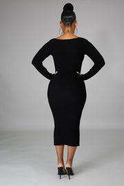 Date Night Ribbed Body-Con Midi Dress - MY SEXY STYLES