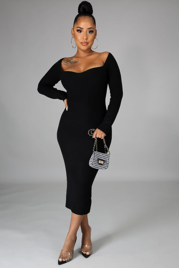 Date Night Ribbed Body-Con Midi Dress - MY SEXY STYLES