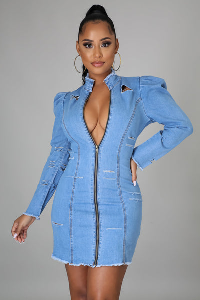 Emily Long Sleeves Denim Dress - MY SEXY STYLES