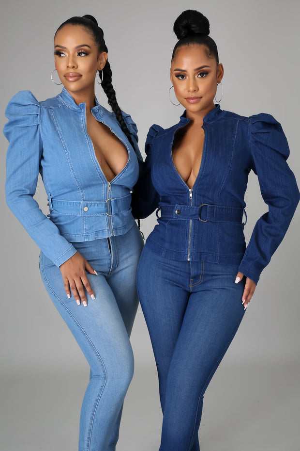 Liliana Long Sleeves Denim Top - MY SEXY STYLES