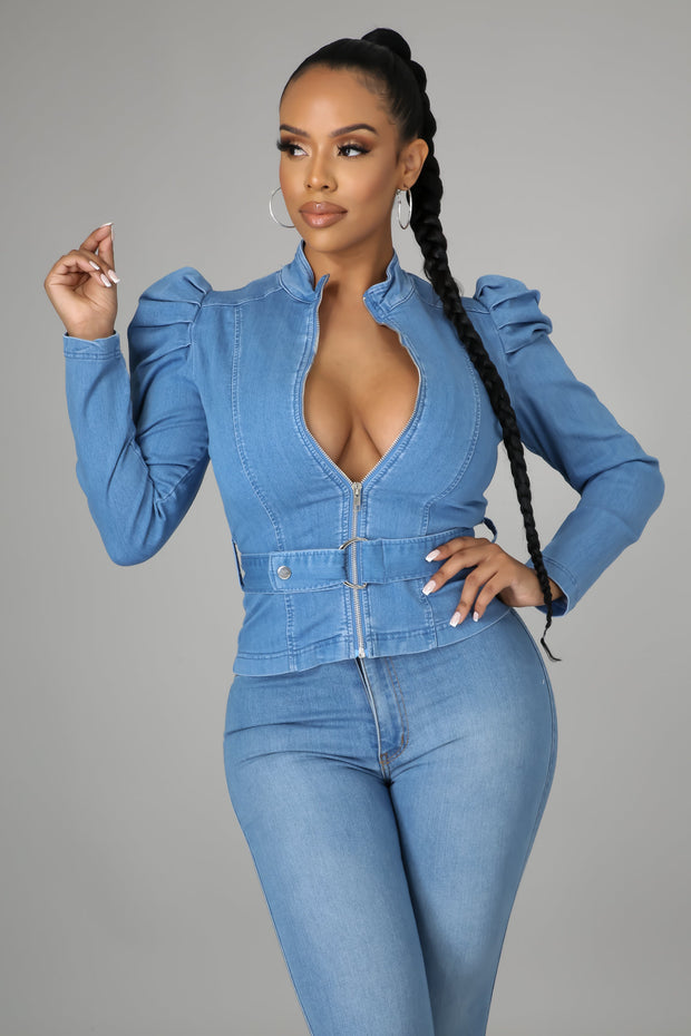 Liliana Long Sleeves Denim Top - MY SEXY STYLES