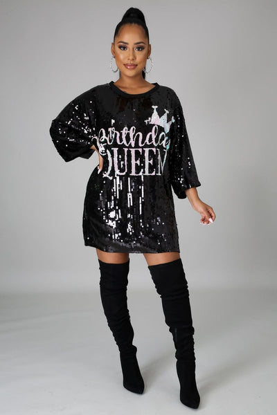 Birthday Queen Sequins Shirt Dress - MY SEXY STYLES