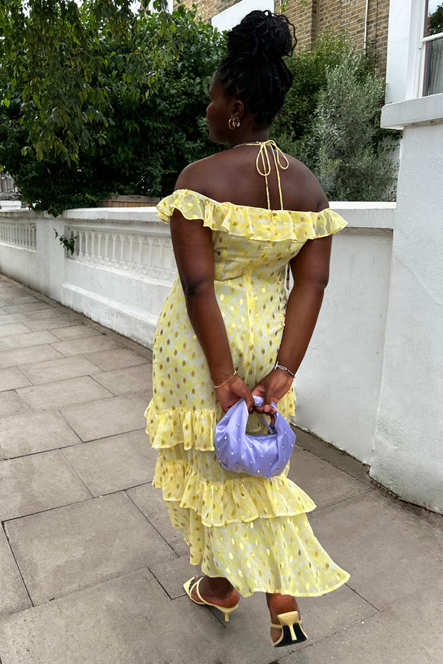 Yellow Floral Lulu Dress with Detachable Rose