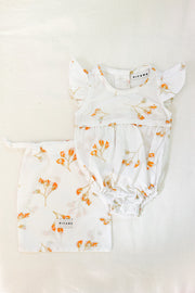 Baby Girls Romper - Washed Cotton - Bluebell Autumn