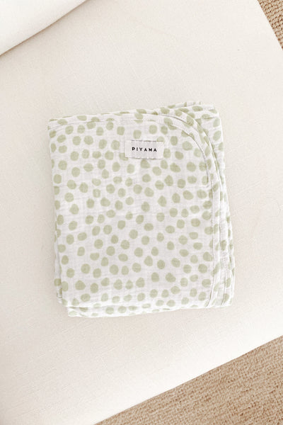 Baby Swaddle Blanket - Cotton Bubble - Dot Sage Green