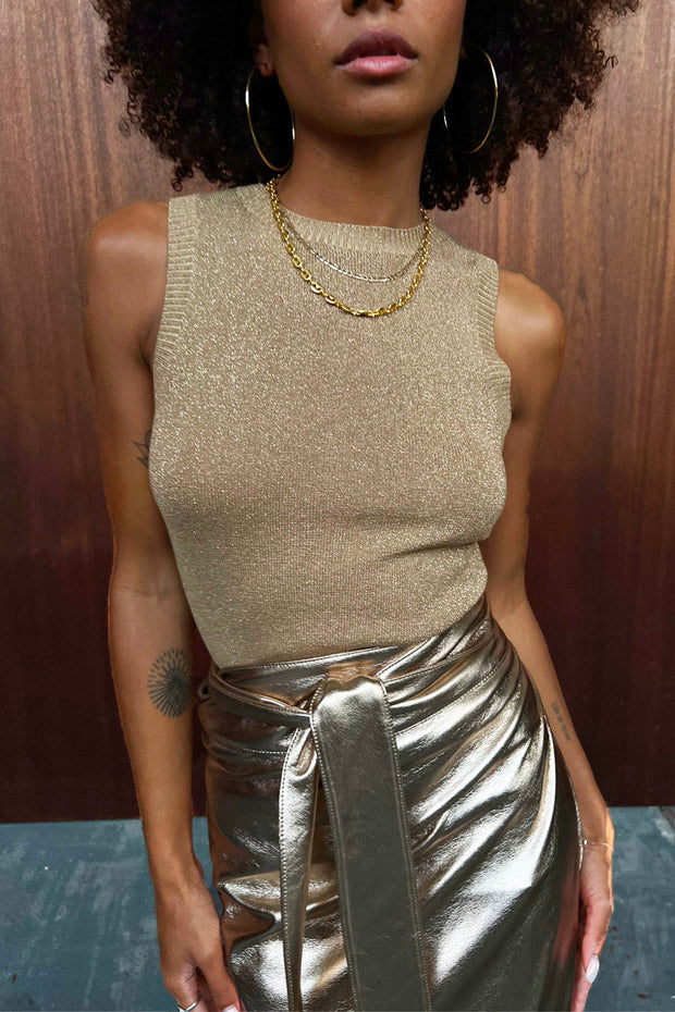 Gold Vegan Leather Jaspre Skirt