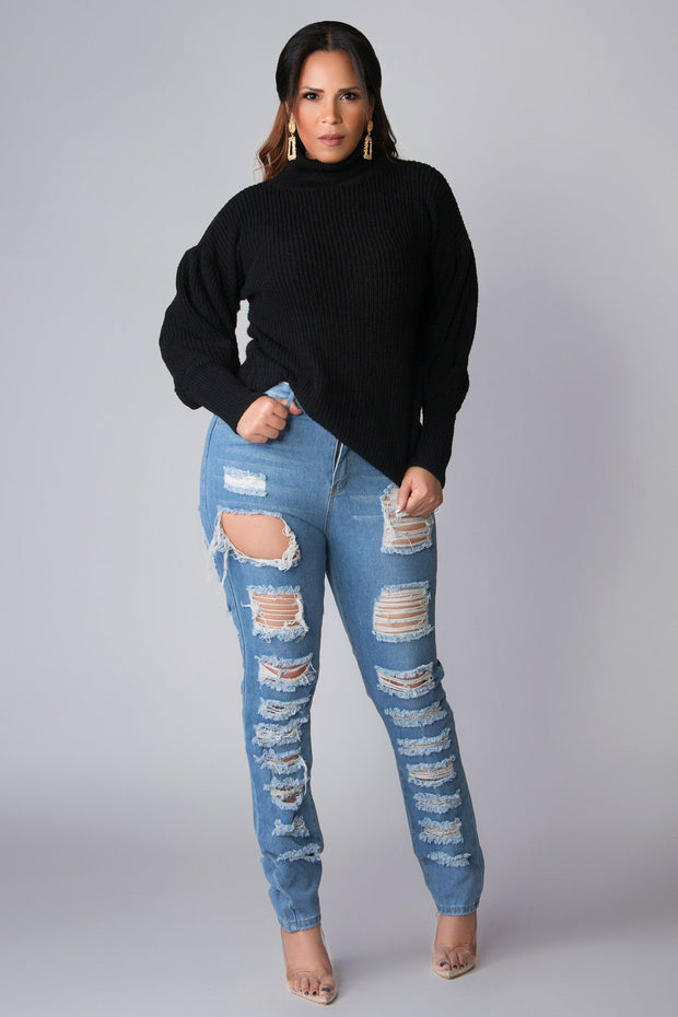 Jimena Puff Long Sleeves Chic Turtle Neck Sweater - MY SEXY STYLES