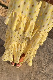 Yellow Floral Lulu Dress with Detachable Rose