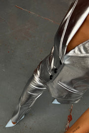 Silver Vegan Leather Trouser