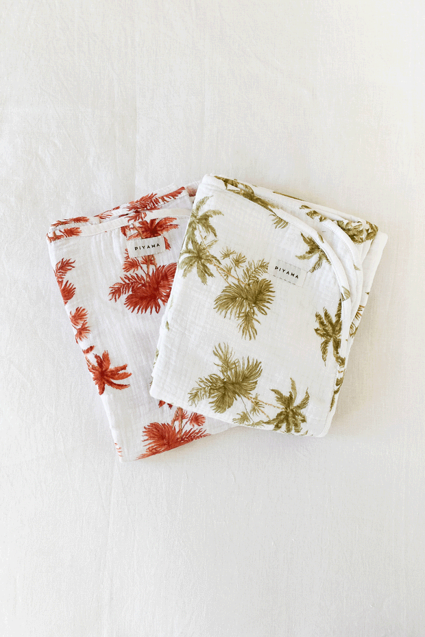 Baby Swaddle Blanket - Cotton Bubble - Vintage Palm Sunset