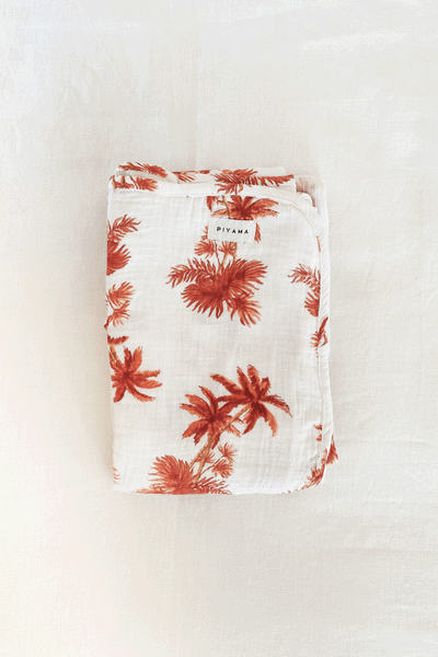 Baby Swaddle Blanket - Cotton Bubble - Vintage Palm Sunset