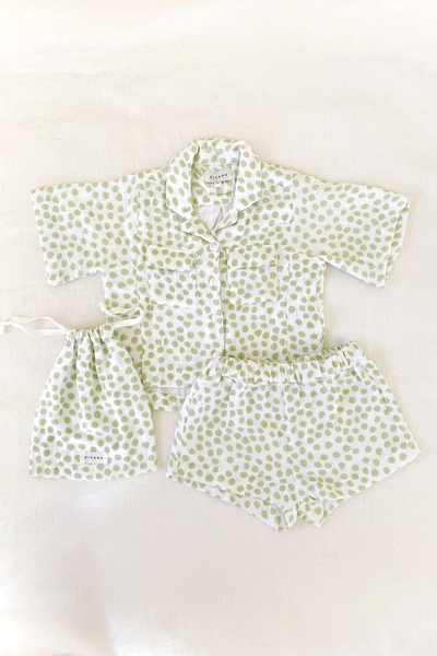 Mini Lounge Set - Cotton Bubble - Dot Sage Green