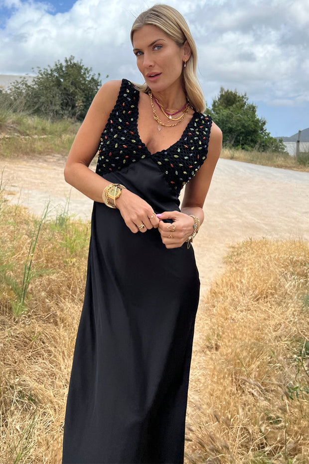 Black Beaded Allegra Dress