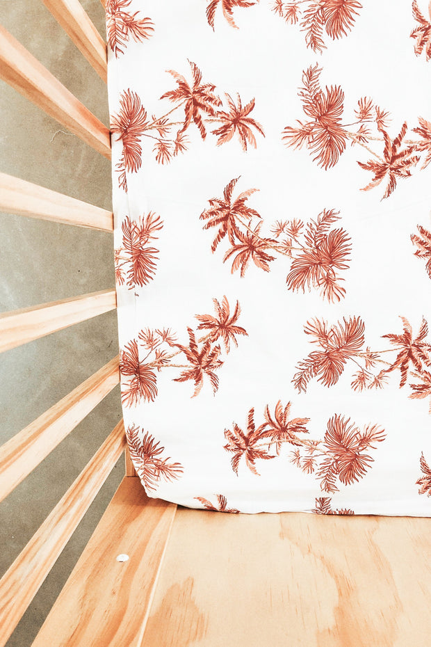 Fitted Baby Cot Sheet - Vintage Palm Sunset