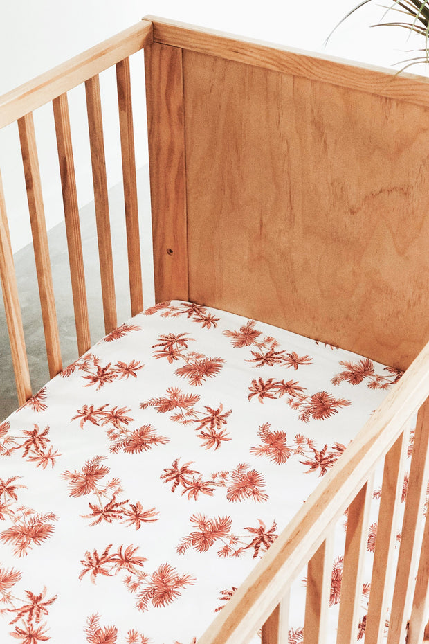 Fitted Baby Cot Sheet - Vintage Palm Sunset