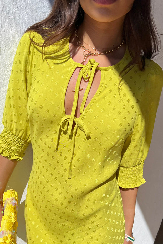 Lime Jacquard Short Sleeve Andie Dress